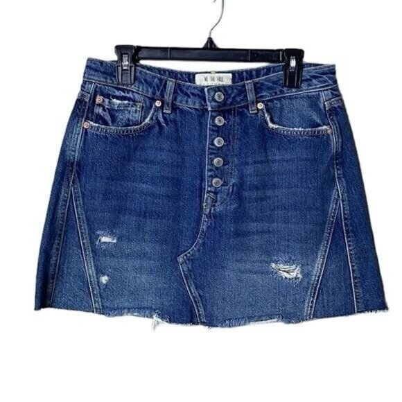 Free People Dresses & Skirts - Free People We The Free Button Front Mini Skirt 31 Festival Y2K Retro Soft Girl